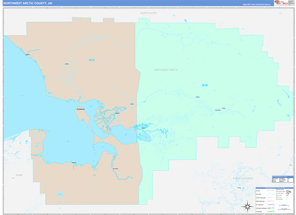 Northwest Arctic Borough (County), AK Wall Map Color Cast Style